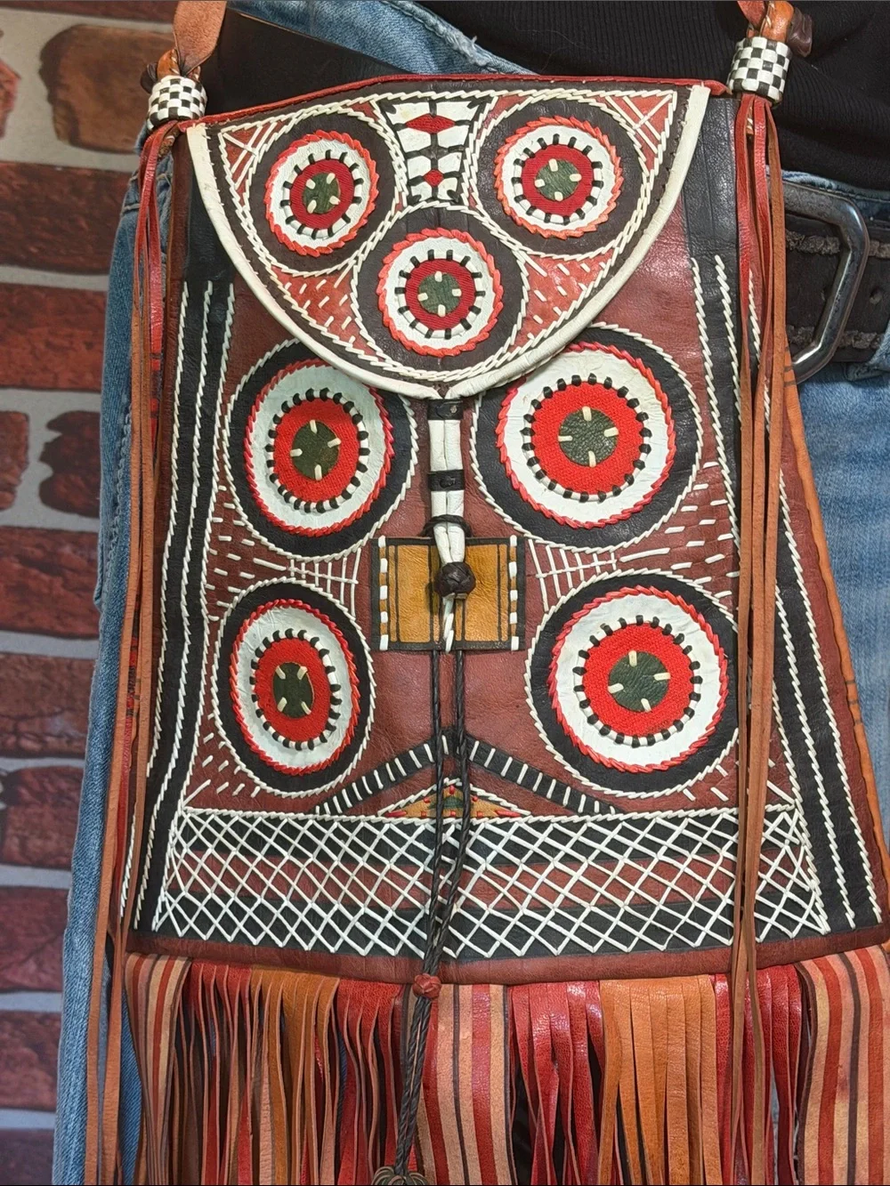 👜 Handstitched Trapezoid Leather Taureg Bag w/Fringes